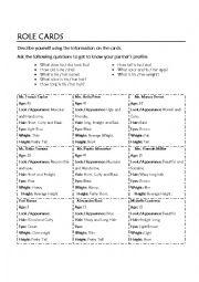 English Worksheet: Role Card