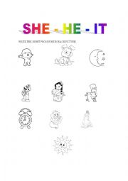 English Worksheet: SHE HE OR IT