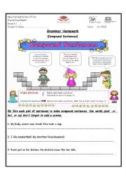 English Worksheet: Compound sentences