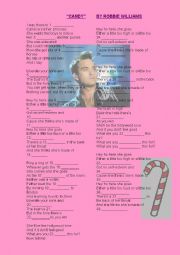 English Worksheet: CANDY-SONG BY ROBBIE WILLIAMS