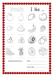 English Worksheet: Fruit - label and write