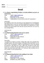 English Worksheet: Email Writing