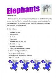 English Worksheet: 	Elephants