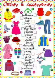 English Worksheet: Clothes and accessories - matching