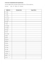 English Worksheet: Comparatives and Superlatives