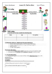 English Worksheet: lesson 20 I had no choice