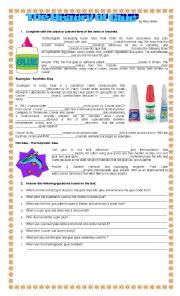 English Worksheet: The History of Glue