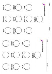 English Worksheet: Color the circles