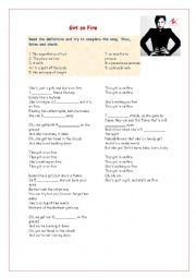English Worksheet: Song - Girl on Fire