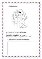 English Worksheet: My funny clown..!