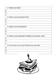 English Worksheet: CONVERSTATION ABOUT FOOD LIKES AND DISLIKES