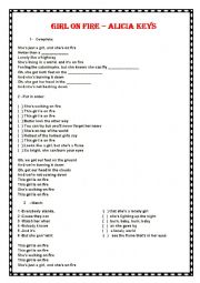 English Worksheet: GIRL ON FIRE