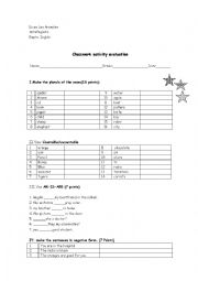 English Worksheet: exercises of plurals countables and to be