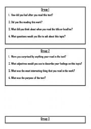 English Worksheet: readig cards