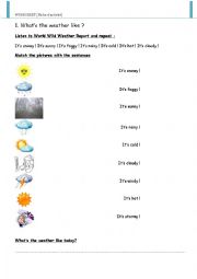 English Worksheet: Whats the weather like_A1 Video 