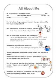 English Worksheet: All About Me