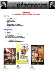 English Worksheet: Webquest Hitchcock / Psycho