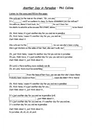 English worksheets: lyrics of song another day in paradise