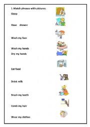 English Worksheet: daily routines