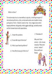 English Worksheet: circus