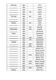 English Worksheet: Days and month