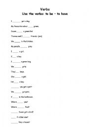 English Worksheet: Verbs- to be - to have