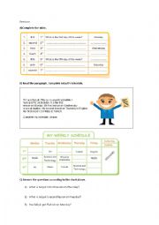 English Worksheet: Timetables, Clocks, Days worksheet