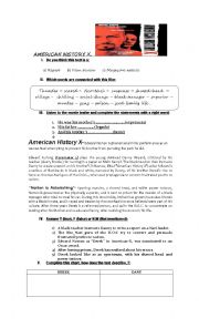 English Worksheet: AMerican X History