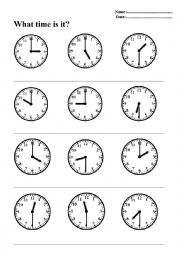 English Worksheet: WHAT TIME IS IT?