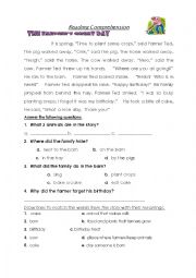 English Worksheet: Reading Comprehesion