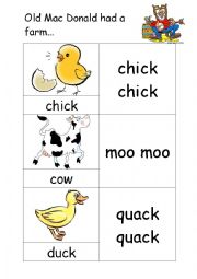 English Worksheet: Old Mac Donald had a farm - FLASH CARDS + LYRICS + VIDEO