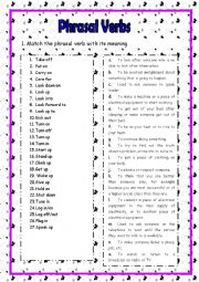 English Worksheet: Phrasal Verbs activities with key