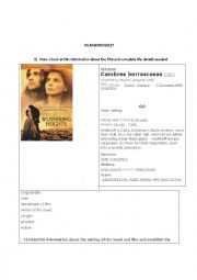 English Worksheet: FILM WUTHERING HEIGHTS (1992)