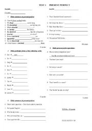 English Worksheet: present perfect