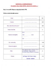 English Worksheet: ORAL COMPREHENSION