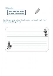 English Worksheet: Writing section- Daily routines