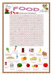 English Worksheet: food wordsearch