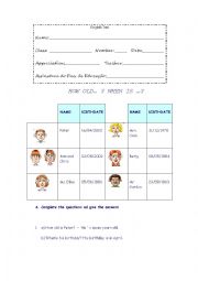 English Worksheet: How old...when is...