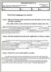 English Worksheet: 7th form english test