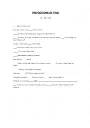 English Worksheet: Prepositions of time