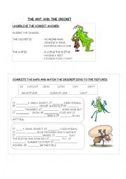 English Worksheet: The ant and the cricket