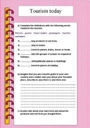 English Worksheet: tourism today