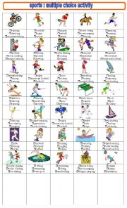 English Worksheet: SPORTS MULTIPLE CHOICE ACTIVITY