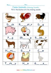 Farm animals missing vowels