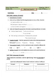 English Worksheet: Mid-term test n3 (8)