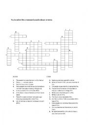 English Worksheet: CINEMA crossword