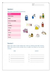 English Worksheet: Drinks