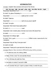 English Worksheet: Accommodation