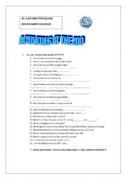 English Worksheet: activities at the zoo