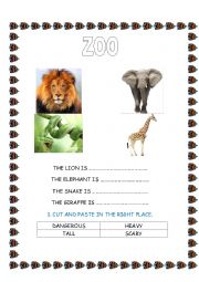 English Worksheet: AT THE ZOO!